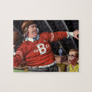 Vintage Father's Day, Sports Football Dad and Son Jigsaw Puzzle