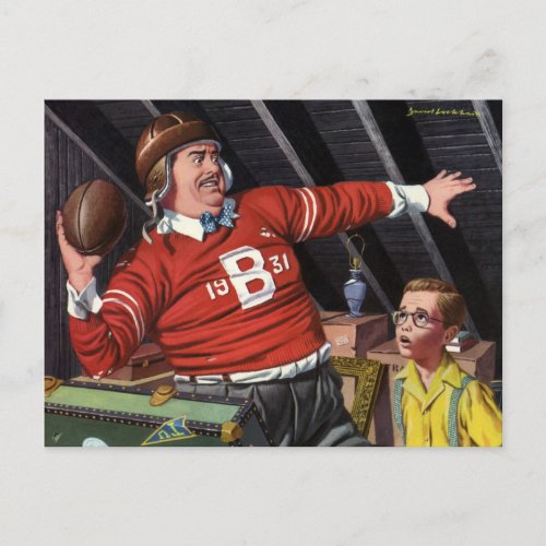 Vintage Fathers Day Sports Football Dad and Son Postcard