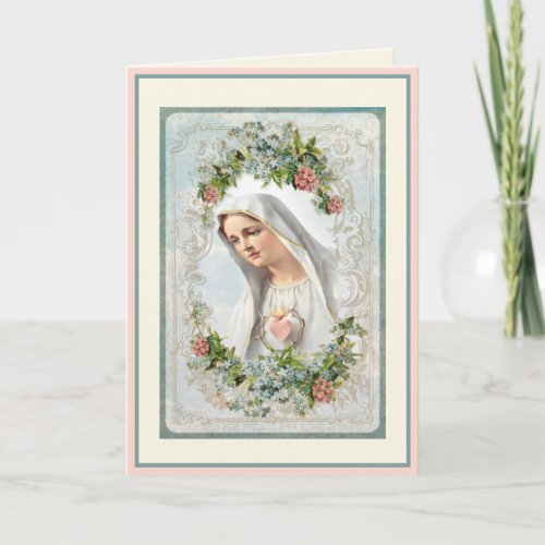 Vintage Fatima Virgin Mary Catholic Mothers Day Card