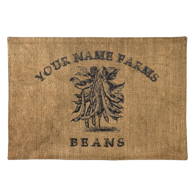 Vintage Faux Burlap Bean Sack Template Cloth Placemat (Front)