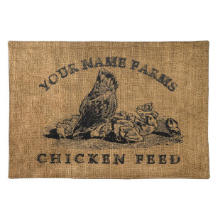 Vintage Faux Burlap Chicken Feed Sack Template Cloth Placemat