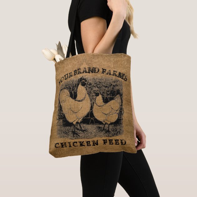 Vintage Faux Burlap Chicken Feed Sack Template Tote Bag Zazzle
