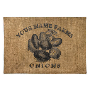 Vintage Faux Burlap Onion Sack Template Cloth Placemat