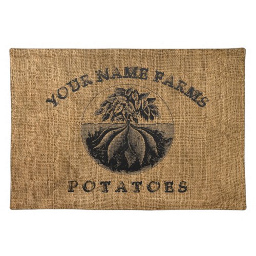 Vintage Faux Burlap Potato Sack Template Cloth Placemat