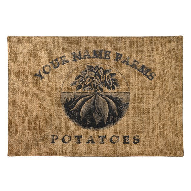 Vintage Faux Burlap Potato Sack Template Cloth Placemat Zazzle