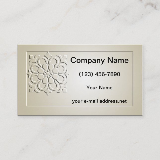 Vintage Faux Embossed Floral Mandala Business Card (Front)