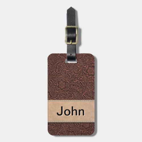 Vintage Faux Embossed Leather Luggage Tag