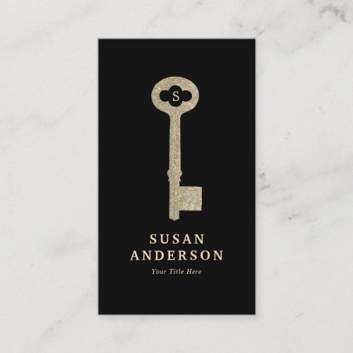 Vintage Faux Glitter Key Business Card