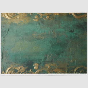 Vintage faux gold baroque ornament emerald green tissue paper