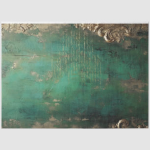 Vintage faux gold baroque ornament emerald green tissue paper