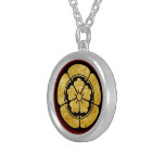 Vintage Faux Gold Black Red Oda Japan Mon Art Silver Plated Necklace at Zazzle