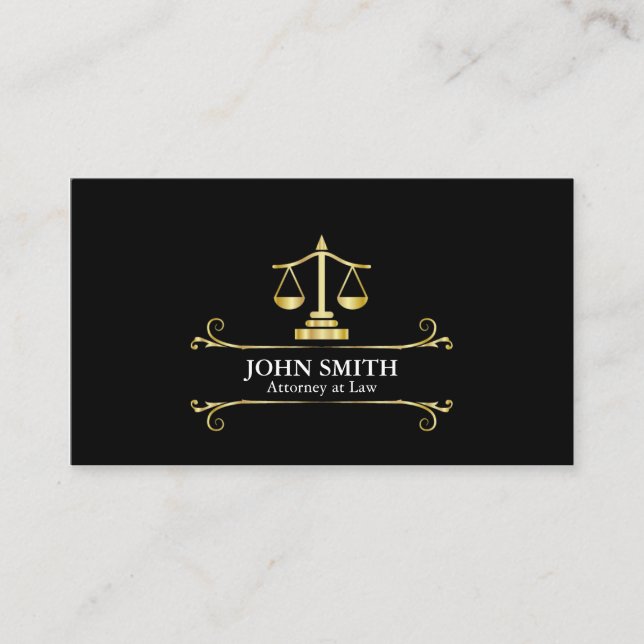 Vintage Faux Gold Libra Professional Attorney Business Card (Front)
