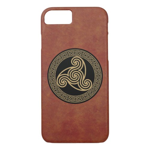 Vintage Faux Leather Celtic Knot Triple Spirals iPhone 87 Case