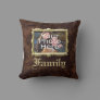 Vintage Faux Leather/Gold Family Photo Pillow