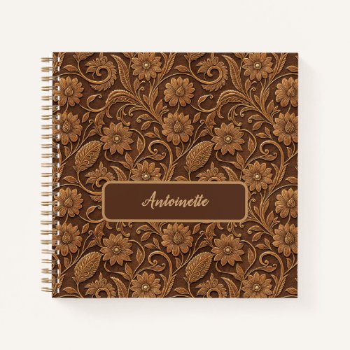 Vintage Faux Leather with Tooled Look Floral Notebook