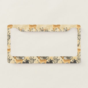 Vintage Fawn & Floral Woodland Pattern (10) License Plate Frame