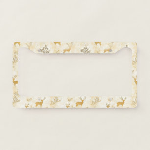Vintage Fawn & Floral Woodland Pattern (1) License Plate Frame