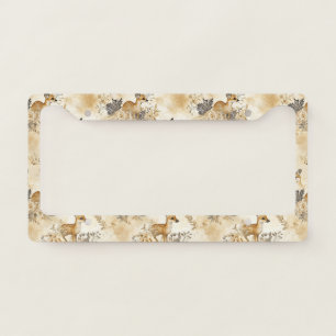 Vintage Fawn & Floral Woodland Pattern (3) License Plate Frame