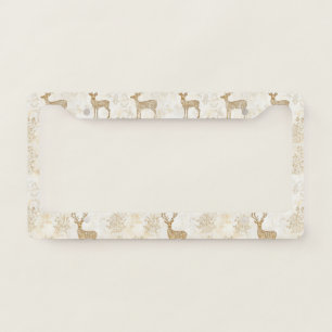 Vintage Fawn & Floral Woodland Pattern (4) License Plate Frame