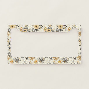 Vintage Fawn & Floral Woodland Pattern (6) License Plate Frame