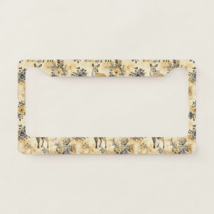 Vintage Fawn & Floral Woodland Pattern (7) License Plate Frame