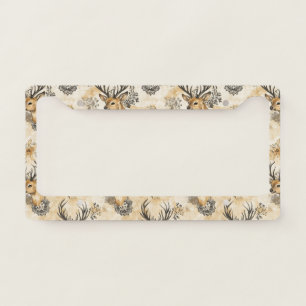 Vintage Fawn & Floral Woodland Pattern (8) License Plate Frame