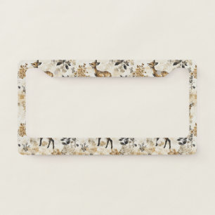 Vintage Fawn & Floral Woodland Pattern (9) License Plate Frame