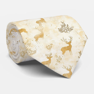 Vintage Fawn & Floral Woodland Pattern Neck Tie