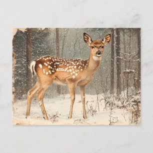 Vintage Fawn Scenic Rustic Junk Journal Postcard