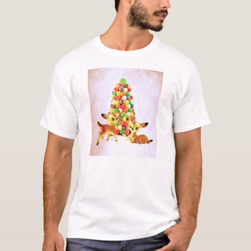 Vintage Fawns by Gumdrop Christmas Tree T_Shirt