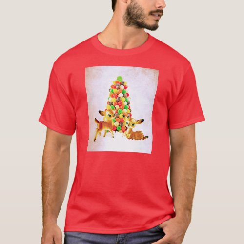 Vintage Fawns by Gumdrop Christmas Tree T_Shirt