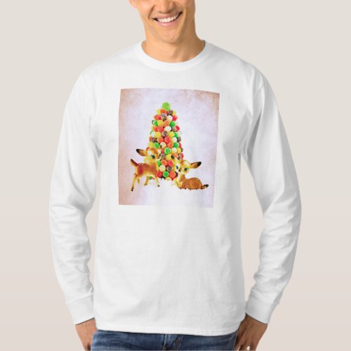 Vintage Fawns by Gumdrop Christmas Tree T_Shirt