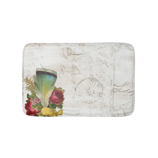 Vintage Feather bouquet  Bath Mat (Front)