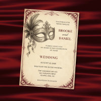 Vintage Feather Masquerade Scroll Wedding