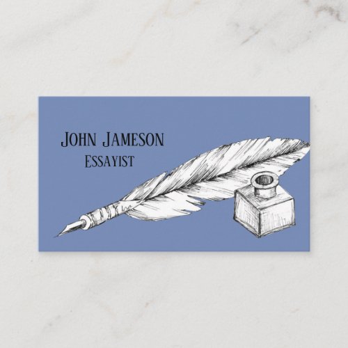 Vintage Feather Quill Pen and Ink Well Business Card
