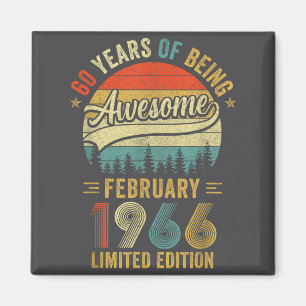 Vintage February 1966 Old 60th Birthday Men Women Magnet
