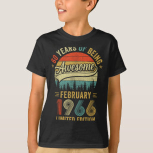 Vintage February 1966 Old 60th Birthday Men Women T-Shirt