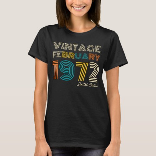 Vintage  February 1972 52nd Birthday T_Shirt