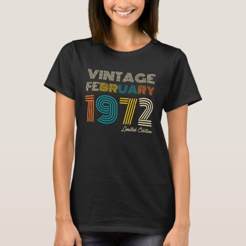Vintage  February 1972 52nd Birthday T_Shirt