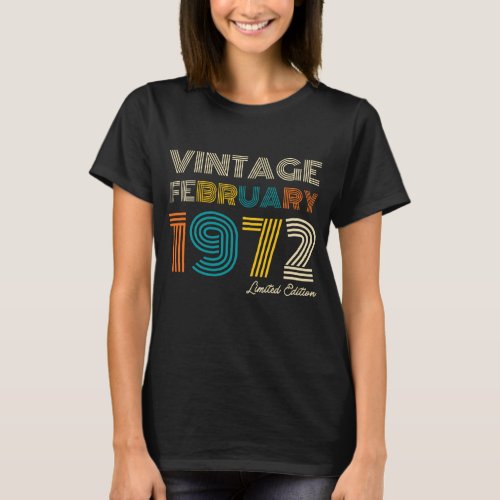 Vintage  February 1972 52nd Birthday T_Shirt