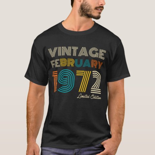 Vintage  February 1972 52nd Birthday T_Shirt