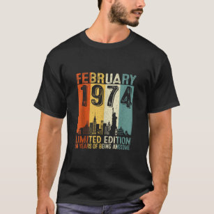 Vintage February 1974 50th Birthday Gifts Women 50 T-Shirt