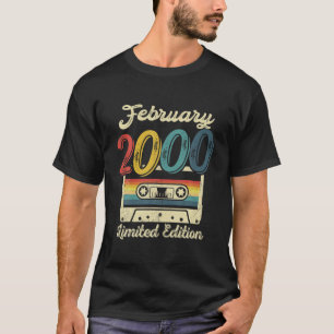 Vintage February 2000 Cassette 22Nd Birthday Decor T-Shirt