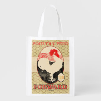 Vintage Feed Sack, Forward rooster, grocery bag
