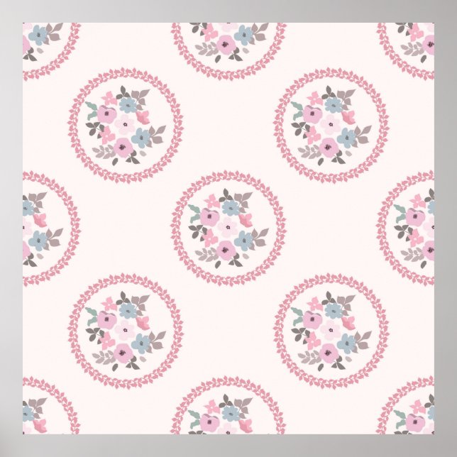 Vintage feedsack pattern in small flowers. Millefl Poster (Front)