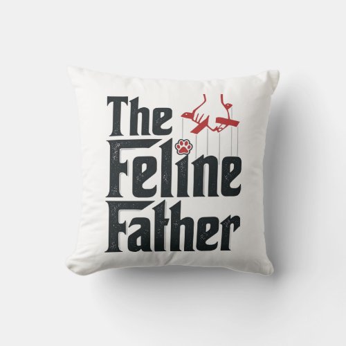 Vintage Feline Father Cat Humor Vector Design_1 Throw Pillow