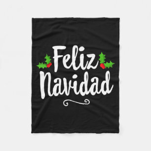 Vintage Feliz Navidad Retro Mexican Christmas Span Fleece Blanket