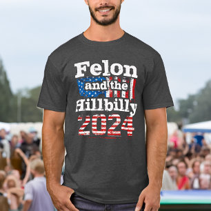 Vintage Felon & Hillbilly Trump Vance 2024  T-Shirt
