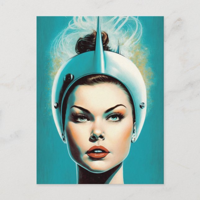 Vintage Female Astronaut  Postcard (Front)