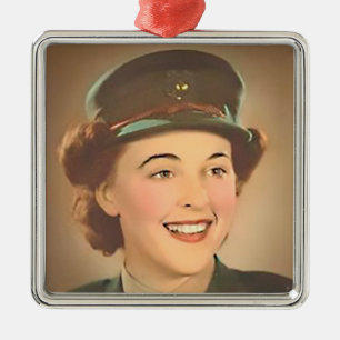 Vintage Female Marine Metal Ornament